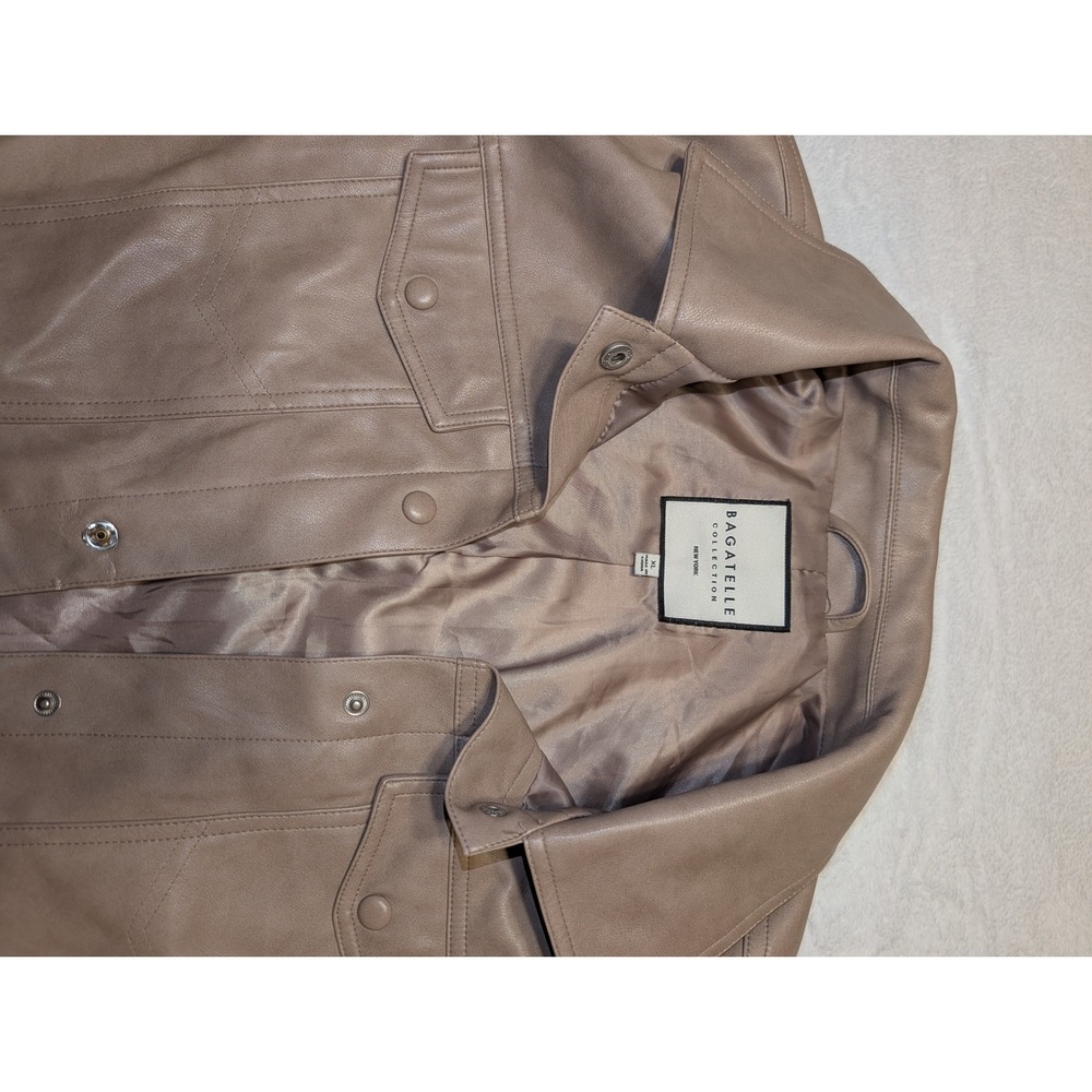 Bagatelle Collection Faux Leather Trucker Jacket Tan Taupe XL Womens
